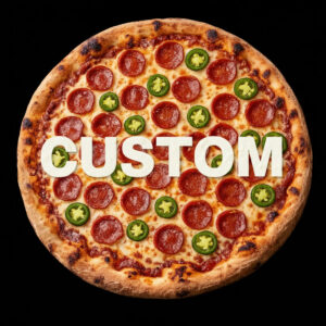 Pizza z niestandardowymi składnikami z napisem Custom